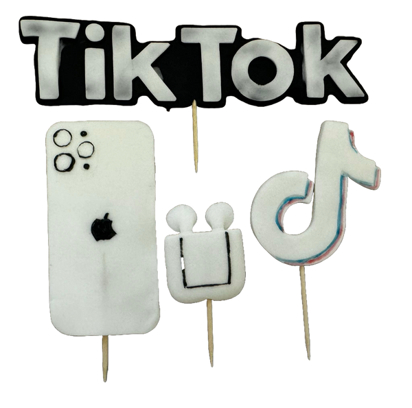 Set of 4 edible decorations from sugar paste, tiktok