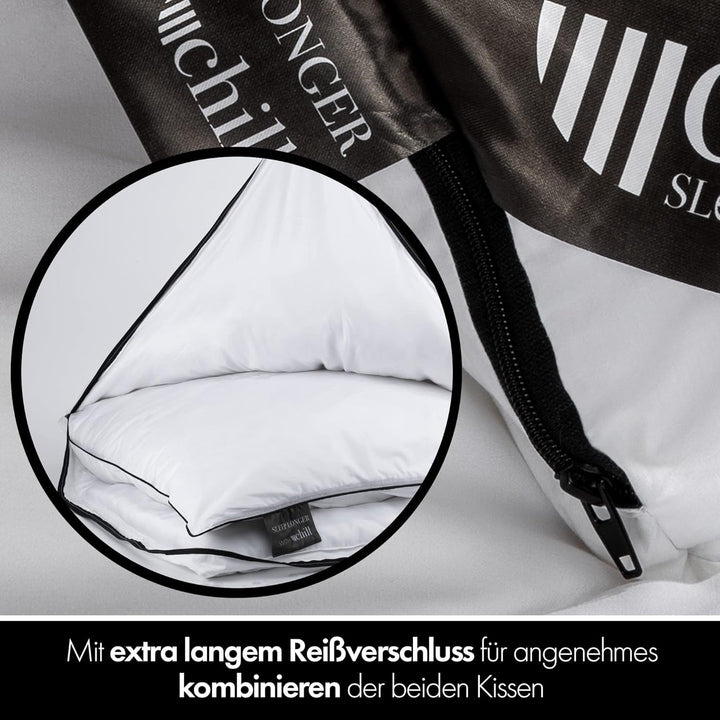 Pernă 80X80 Cm - design 2 în 1 - pernă în pernă - pernă de dormit mare respirabilă și lavabilă și 100% vegană - 2 perne 3 opțiuni - pernă cu umplutură 600G & 1200G