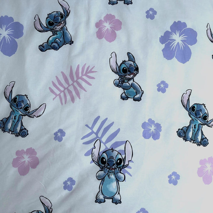 Kinder Bettwäsche Wendebettwäsche Lilo Und Stitch Mit Blumen Lila, Bettdeckenbezug 140X200 Cm, Kopflkissenbezug 70X90 Cm, 100% Baumwolle