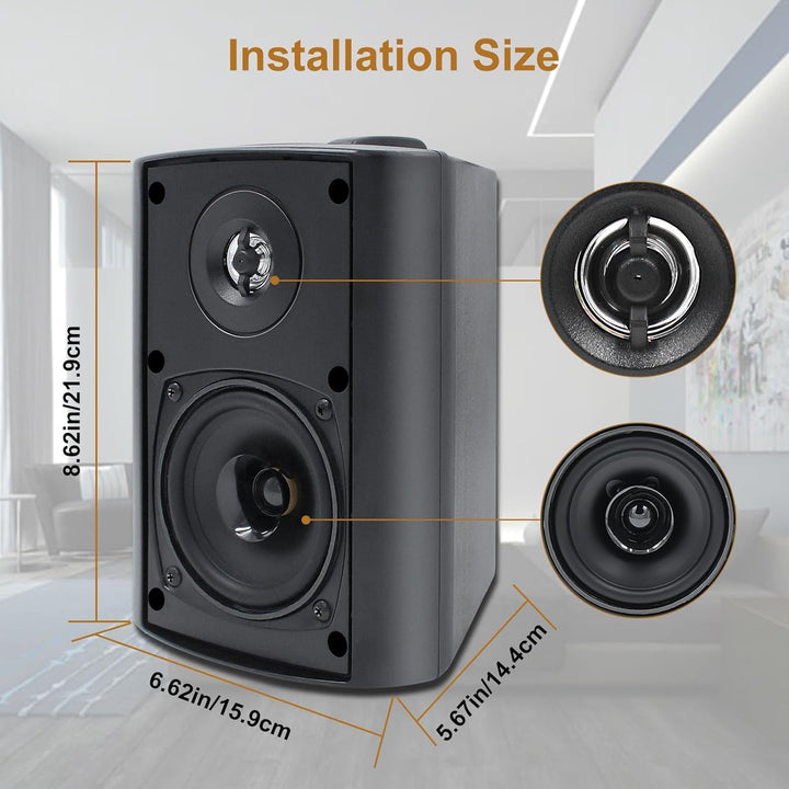 Herdio 4 Zoll Bluetooth Outdoor-Lautsprecher 400 Watt Wasserdicht Außenlautsprecher Für Garten, Terrasse, Restaurant (2 Paar/Schwarz)