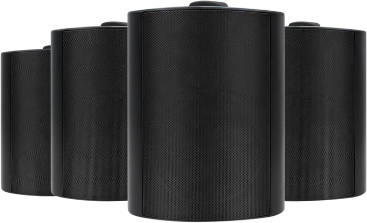5,25 Zoll Bluetooth Außen-Lautsprecher Wasserdicht 600Watt Mit Stereo-Verstärker Verkabelt Für Außenbereich Terrasse Garage Haus (4 Schwarze Outdoor-Lautsprecher)