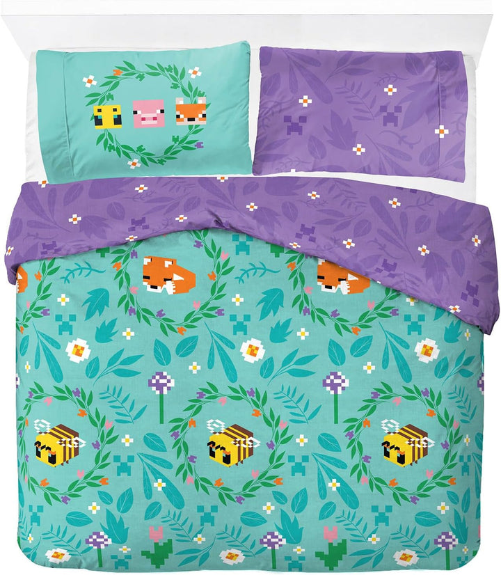 Jay Franco Disney Lilo Und Stitch Blumige Bettwäsche Für Eine Person – Kinderbettwäsche Set Inklusive 50 X 70 Cm Kopfkissenbezug, Maschinenwaschbare Baumwollbettwäsche