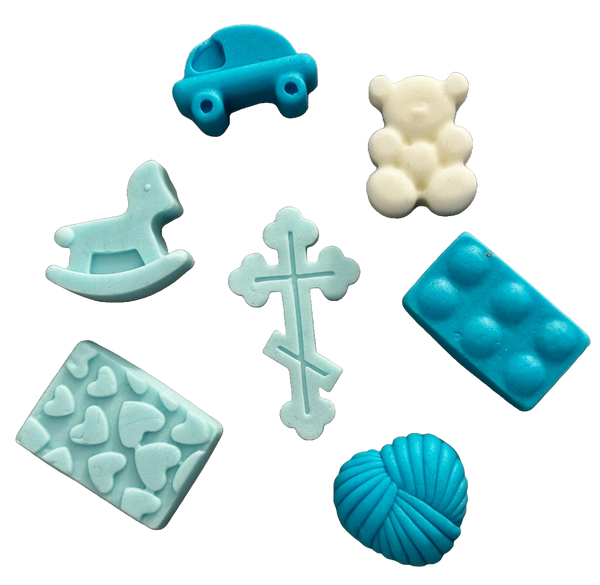 Set 7 decorazioni commestibili da Pasta di zucchero, Battesimo