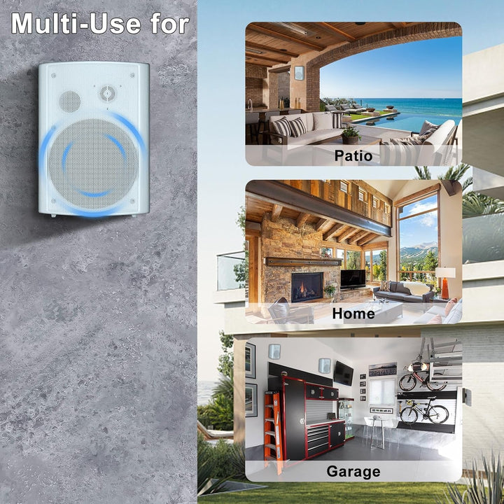 STUDIOFINIX 6,5 Zoll 400 Watt Wasserdicht Außenlautsprecher Outdoor-Lautsprecher 400W/Paar, Heavy Duty ABS Material Für Patio Home Garage Poolside(Weiß)