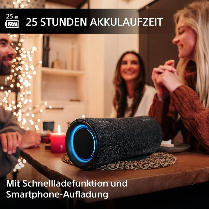 Sony SRS-XG300 - Difuzor Bluetooth portabil fără fir cu sunet puternic de petrecere și iluminare - rezistent la apă, baterie cu autonomie de 25 de ore, smartphone și încărcare rapidă - negru