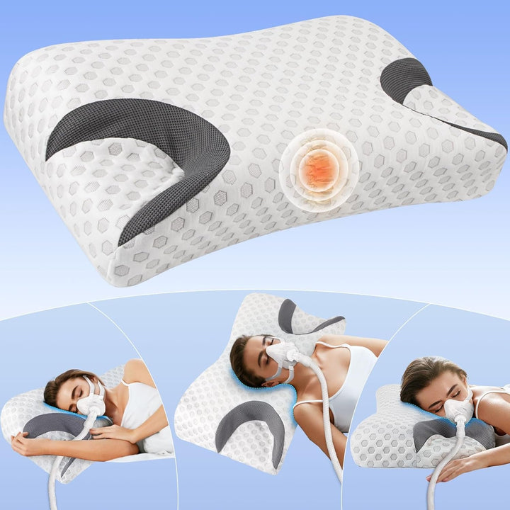 Pernă anti-rid Hydomi, 2-In-1, pernă de frumusețe anti-îmbătrânire, pernă ortopedică de sprijin pentru gât, pernă din spumă de memorie pentru dureri de gât și umăr, pentru a menține capul drept