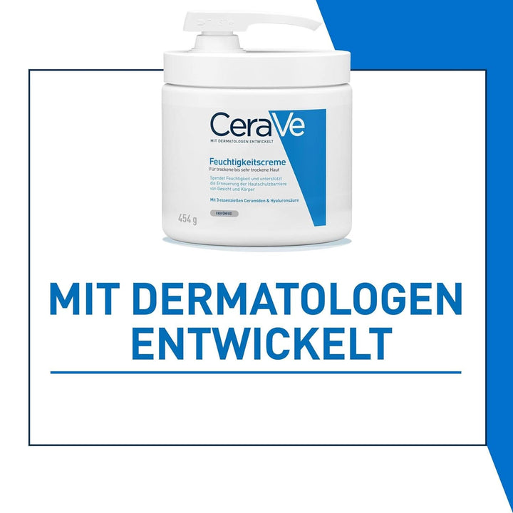 Cerave, Cremă hidratantă pentru corp și față pentru pielea uscată, cu hialuron și 3 ceramide esențiale, 454 g