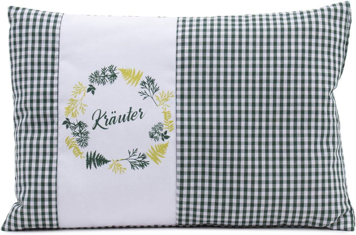 Gözze - Pernă parfumată cu ierburi, umplutură din amestec de ierburi 200G, capac din bumbac 100%, 30 X 20 Cm - Verde carouri