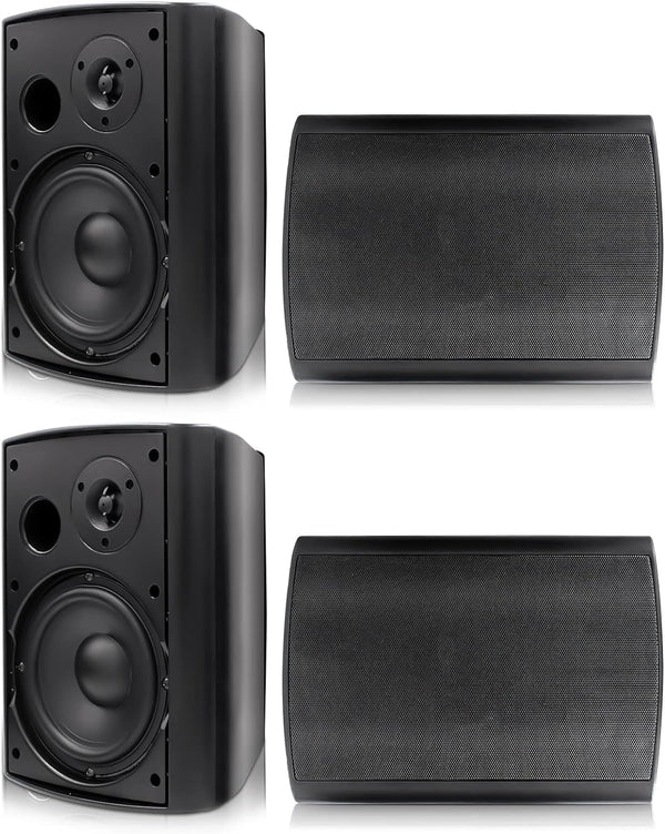 6,5 Zoll Outdoor-Lautsprecher Wasserdicht，800W Außenlautsprecher Mit Bluetooth Stereo-Verstärker, Perfekt Für Outdoor Terrasse Garten Veranda（4 Schwarz）