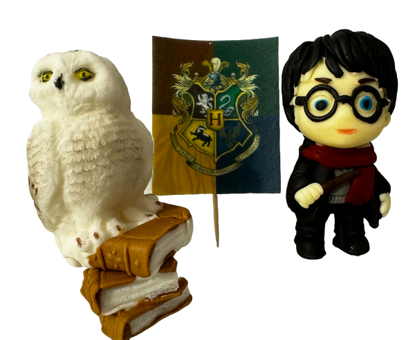 Set di 3 decorazioni commestibili dalla pasta di zucchero, Harry Potter