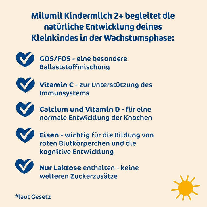 Milupa Milumil Kindermilch 1 plus – Ab 1 Jahr – Für Kleinkinder in Der Wachstumsphase – Begleitet Die Natürliche Entwicklung – 5 X 550 G Pulver