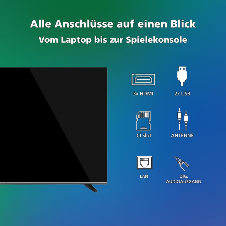 JVC Fernseher 50 Zoll Smart TV VIDAA LT-50VD3555 4K Fernseher UHD, HDR TV Mit Dolby Vision Und Integriertem Triple-Tuner, LED TV Schwarz