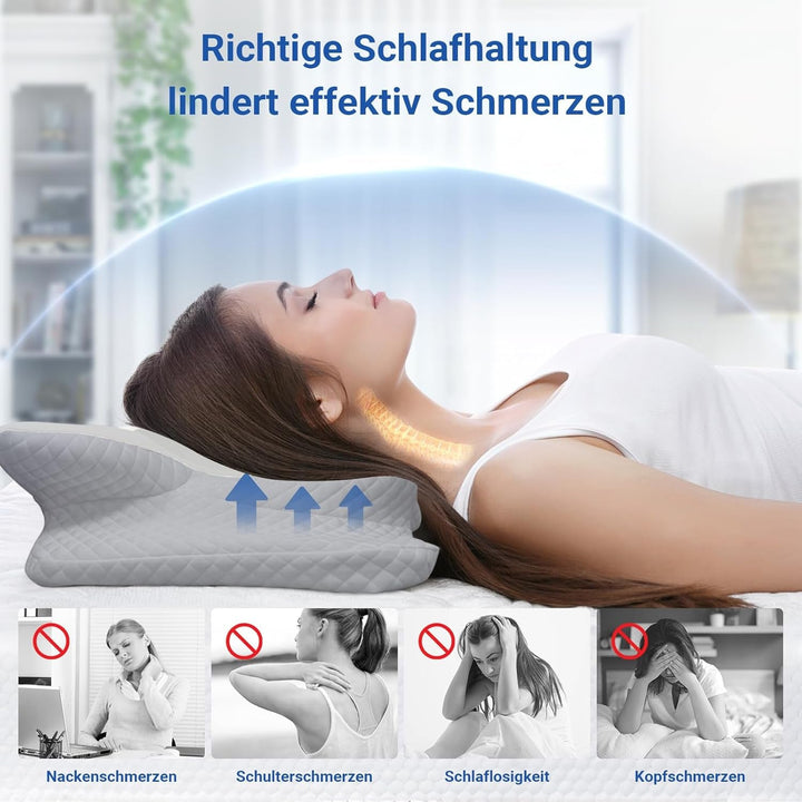 NVKHG Memory Foam Pillow Ergonomic Neck Pillow Head Pillow, Memory Foam Pillow Head Pillow For Side, Back & Stomach Sleeper To Improve Sleep Quality, 60X41X13/11Cm
