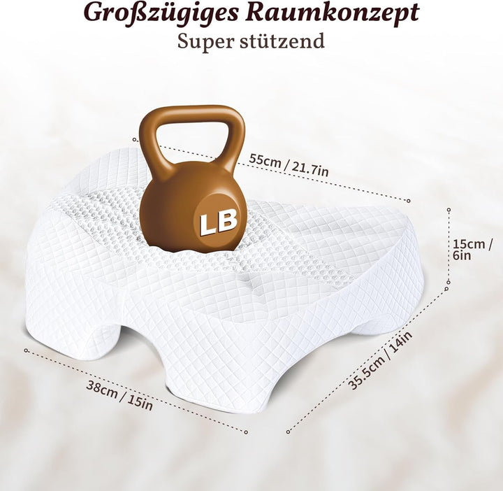 SAHEYER Pernă pentru dormit lateral cu braț, pernă ortopedică ergonomică, pernă din spumă de memorie pentru gât și umăr, pernă pentru gât cu brațe multiangulare pentru multe poziții de dormit (alb)