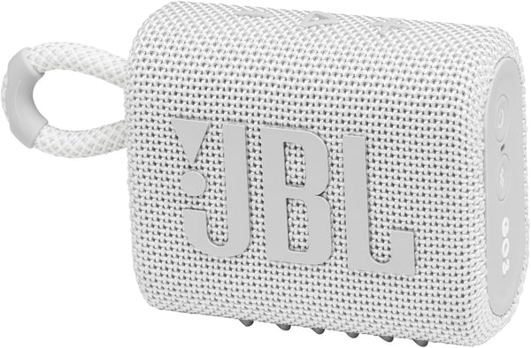 Difuzor Bluetooth mic JBL GO 3 - Alb - Difuzor portabil, rezistent la apă, pentru deplasări - Timp de redare de până la 5 ore cu o singură încărcare a bateriei