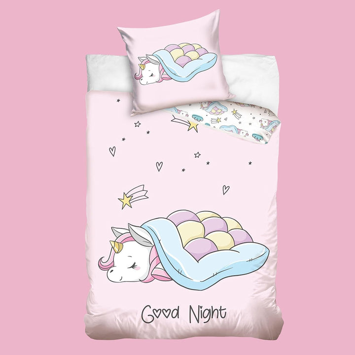Termana Einhorn Bettwäsche 135X200 Kinderbettwäsche Mädchenbettwäsche in Rosa, Kissenbezug 80X80 + Bettbezug 135X200, Süße Teenager-Bettwäsche