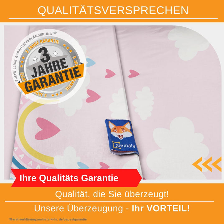 Aminata Kids Kinderbettwäsche 135X200 Cm Kinder Mädchen Baumwolle Regenbogen | Wende-Kinder-Bettwäsche-Set Wolke-N Herz-En | YKK Reißverschluss Rosa