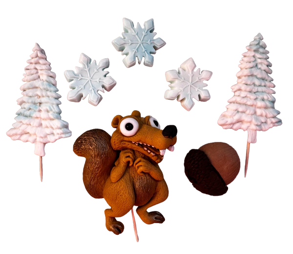 Set 7 decorazioni commestibili dalla pasta di zucchero, età glaciale