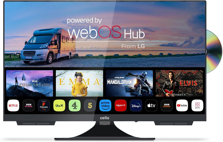 C2224WS Trav 22" Zoll SMART Full HD 12V Camping Reise TV Rahmenlos Triple Tuner Bluetooth Webos by LG Pitch Perfect Lautsprecher Wohnmobil LKW Boot [2024]