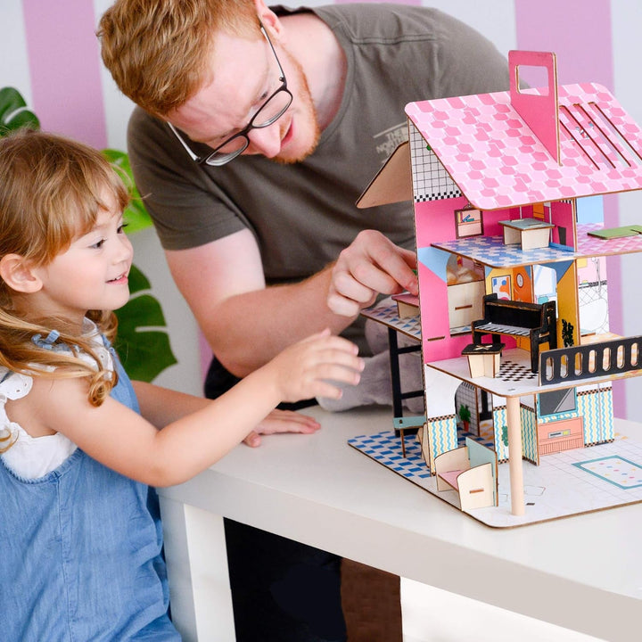 Olivia'S Little World 360 Casă de păpuși din lemn pentru copii Păpuși de 3,5" și 12 accesorii Multicolor TD-13260C