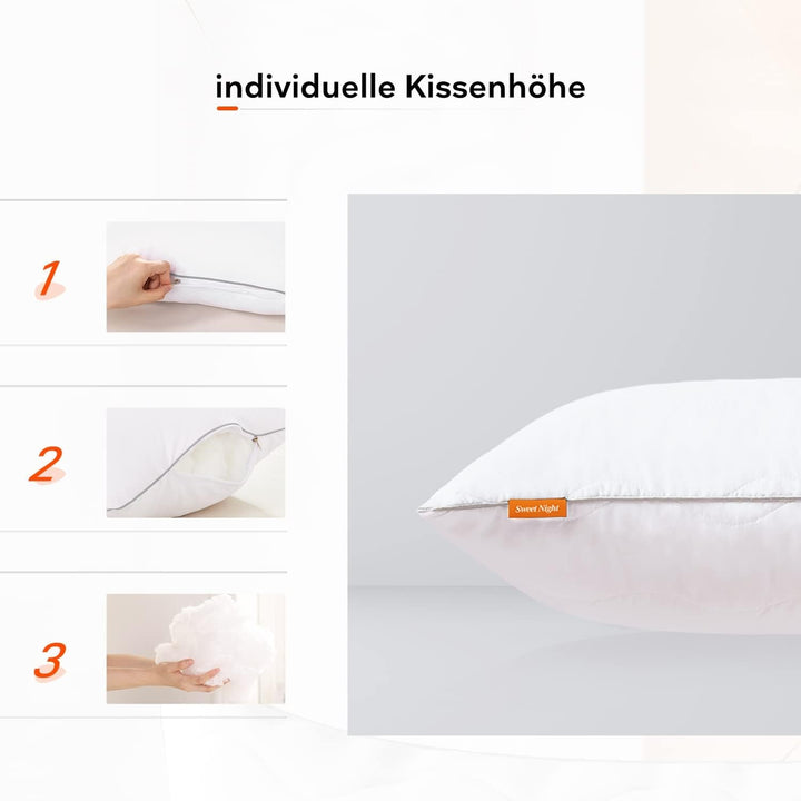 Pernă Sweetnight 40X80 Pernă pentru dormit lateral Pernă moale și de susținere Pernă de dormit Lavabilă Pernă pentru copii Pânză dublă matlasată 800G Umplutură de pernă cu fermoar (40 X 80 Cm)