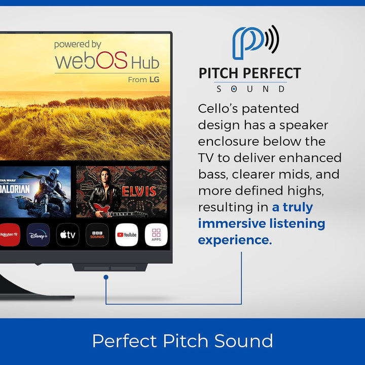 C2224WS Trav 22" Zoll SMART Full HD 12V Camping Reise TV Rahmenlos Triple Tuner Bluetooth Webos by LG Pitch Perfect Lautsprecher Wohnmobil LKW Boot [2024]